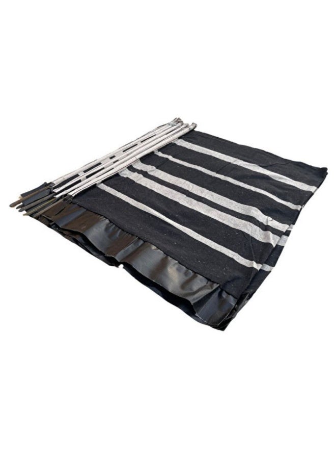 AL3B Foldable Outdoor Camping Tents (8 meter × 120 cm), Windbreak Sidewall Black Striped Cotton Canvas with Steel Poles Inside, Fabric vision blocker curtain for Beach, Picnic & Travel, Protects from Wind, Dust & Air - Image 5